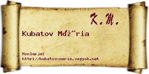 Kubatov Mária névjegykártya